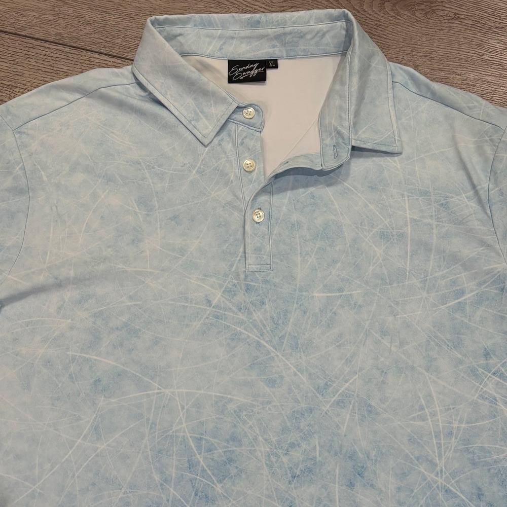 Sunday Swagger Golf Polo Mens XL Blue Ice Pattern Preppy Athletic Casual